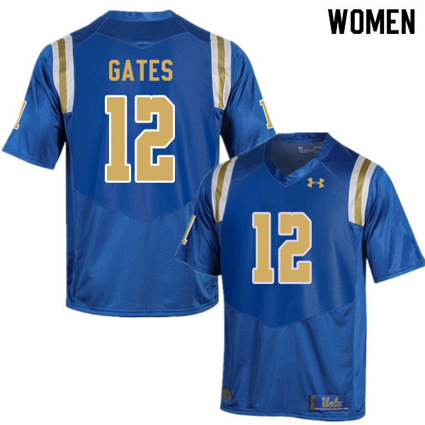 Women #12 Elijah Gates UCLA Bruins College Football Jerseys Sale-Blue